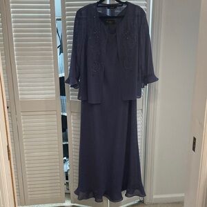 Studio Petite Lavender Blue Ensemble Shell Dress and Beaded Jacket 14 P